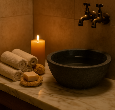 Elegance Plus Spa’da Sultan masajı sırasında kullanılan doğal taşlar ve aromatik yağlar, Pendik Kurtköy bölgesindeki spa deneyimi için hazırlanmış terapi seti