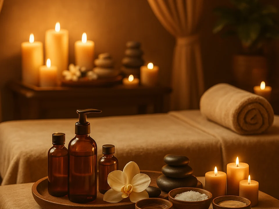 pendik kurtköy spa ortamı masaj masası doğal loş ışık
