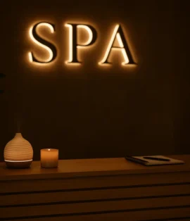 Pendik’te masaj salonunda loş ışıklı, mumlarla hazırlanmış dinlendirici spa ortamı